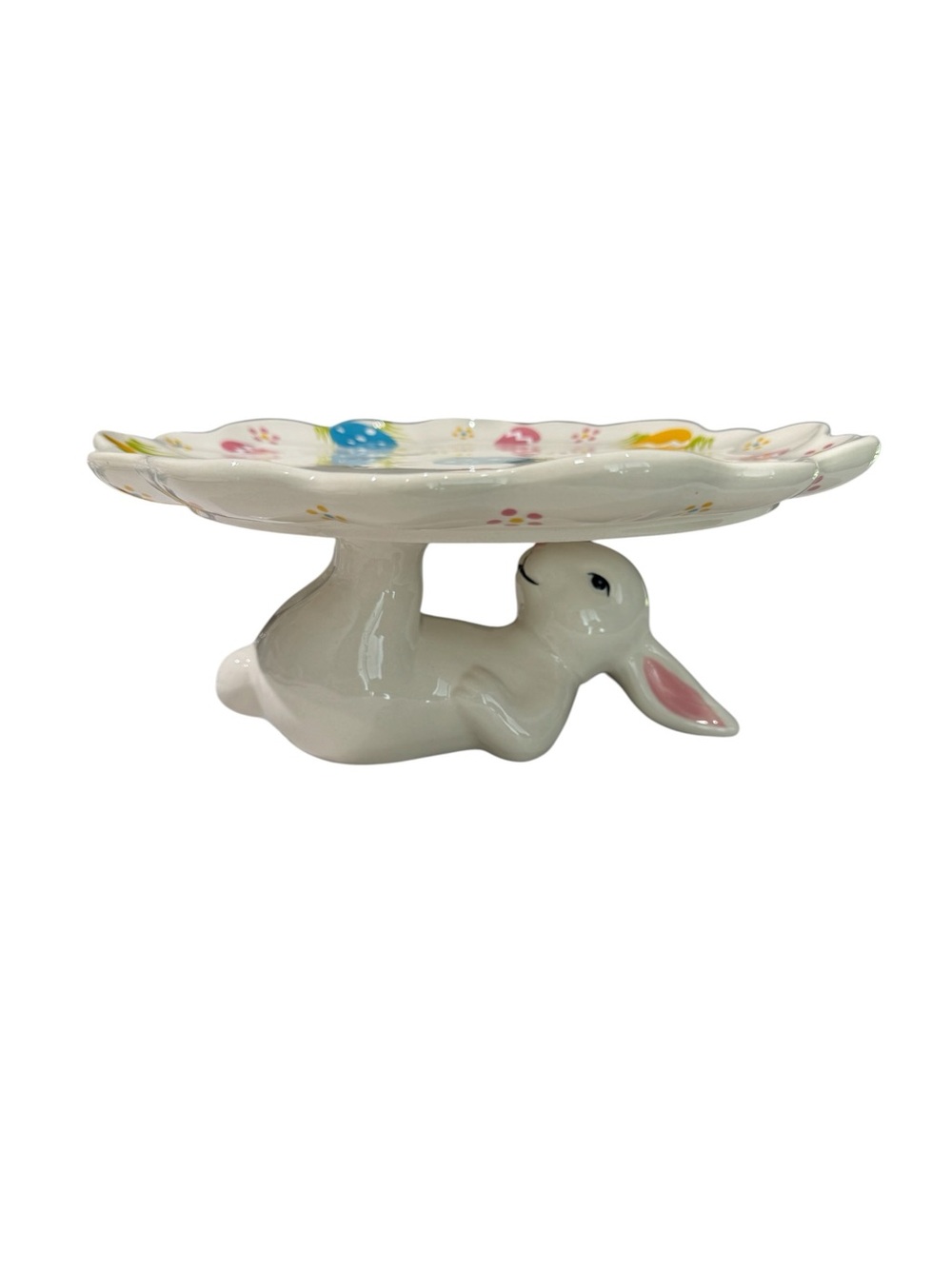 Temp-Tations Special Edition Egg Hunt Ceramic Bunny Cake Stand Plate - 10" - Picture 11 of 13